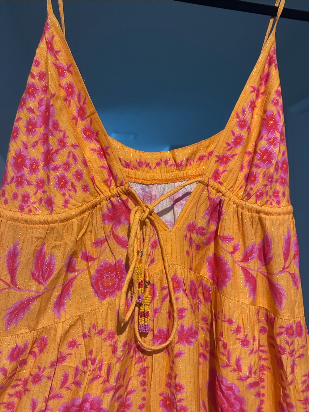 FARM Rio Orange Maxi Dress with Pink Floral Print - Picture 4 of 6